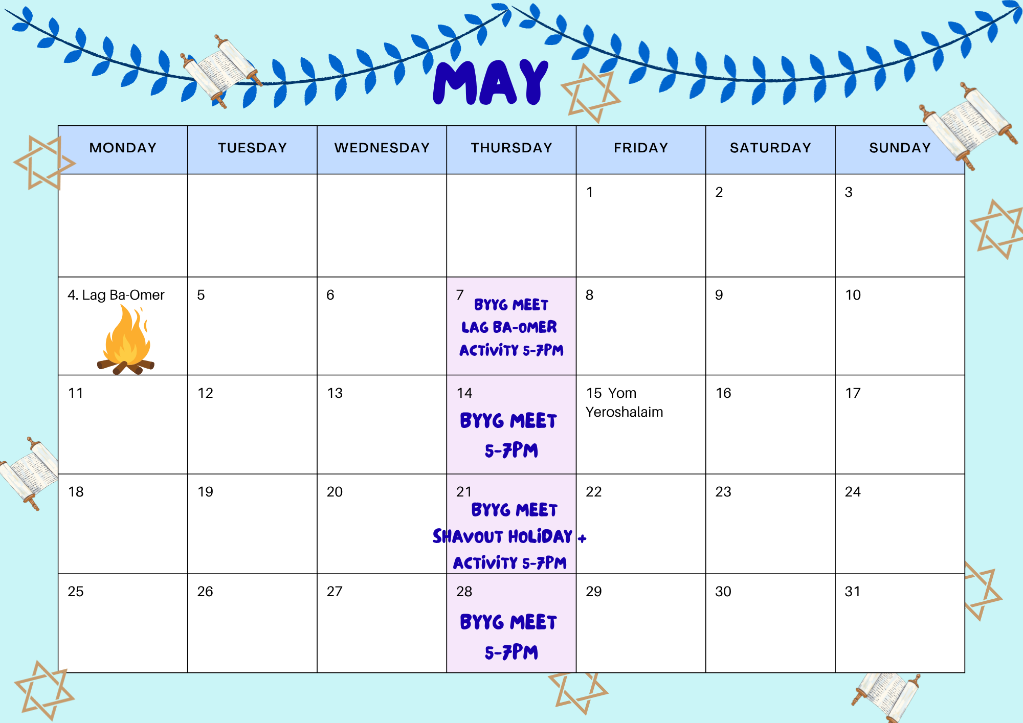 May Calendar